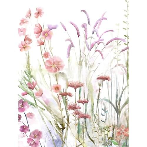 Flower Pink Grey Floral Nordic Printed Water-Soluble Canvas 11CT Cross Stitch Set DIY Embroidery DMC Threads Hobby Package