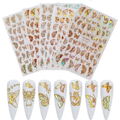 Butterfly nail stickers simulation bronzing laser butterfly 3D nail decals nail stickers decorative art accessories