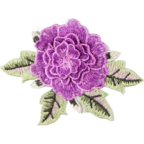 2PCs Red peony Flowers Patch Vintage Embroidery Fabric Applique T-shirt Sweater Jeans Dress Bags Clothing Decoration