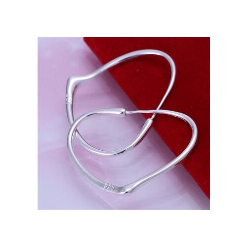 2016 New Top Quality Silver color Plated & Stamped S925 peach heart Round Hoop fine earring for women ladys fashion wholesale