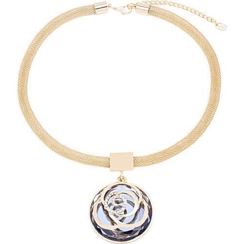 HWASY1804 creative exaggeration new necklace glass alloy pendant necklace womens quick sale through rose crystal alloy jewlery