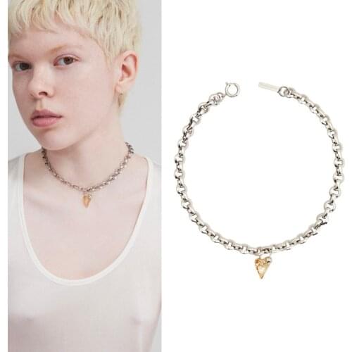 New silver metal chain heart pendant simple short necklace female choker clavicle chain