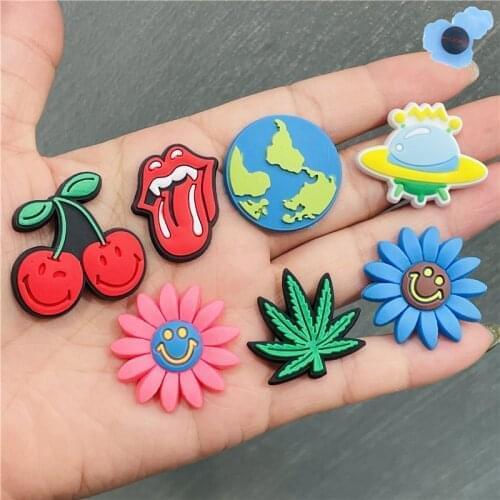 New Arrival 1pcs PVC Earth Cherry Garden Shoes Accessories Shoe Decorations Fit Children Croc Jibz Charm Holiday Gifts