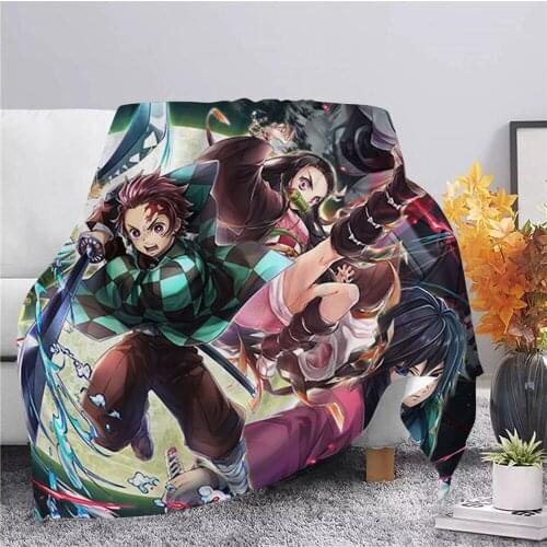 Anime Demon Slayer Season 2 Flannel Soft Warm Blanket Printed Blanket for Beds Travel Office Sofa Bedding Hiking Picnic Quilts