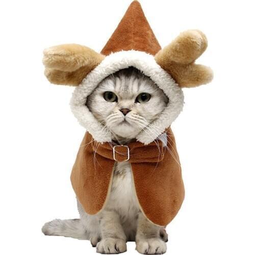 Pet Dog Cat Clothes Christmas Hooded Cloak Cute Cats Dogs Xmas Costume Winter Christmas Clothes Small Pet Coat dog scarf