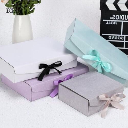 Wholesale Color Folding Ribbon Gift Box Activities Party Wallet Belt Pajamas Silk Scarves Bra Medicine Decorative Pack Gift Box