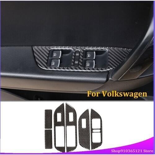 For Volkswagen Touareg 2011-2018 Glass Lift Switch Frame Real Carbon Fiber (Soft) Car Interior Modification