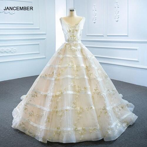 RSM66608 Elegant 2021 Transparent Lace Applique Print Pattern Design Evening Dress Backless Lace Up Pleated Side Long Gown