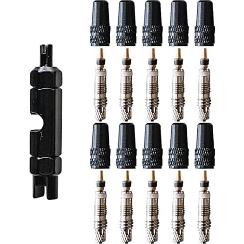 Bike Valve Core Universal French Presta Bicycle Tyre Bike Replacement Tubeless Core with Valve Core Remover and Core Caps