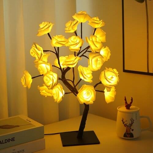 LED Table Lamp Lights Rose Flower Tree USB/Battery Night Lights Parties Xmas Christmas Wedding Bedroom Home Decoration Gifts