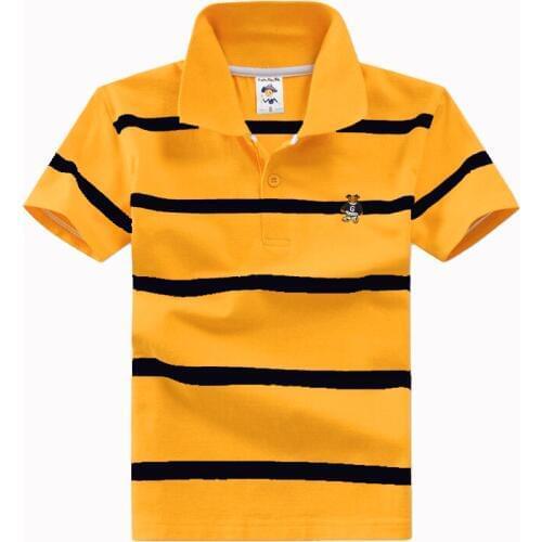 High quality 3-12 year old boy polo shirt short sleeve shirt lapel striped cotton childrens T shirt various colors optional