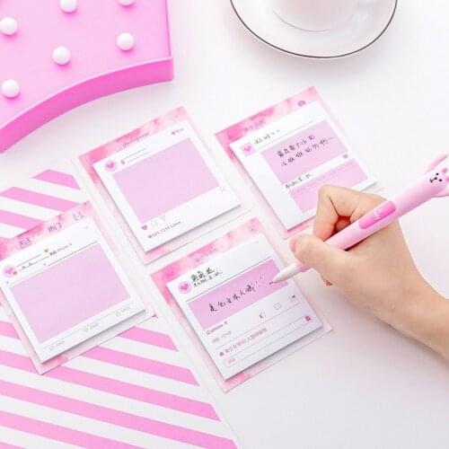 1pc Creative Cute Pink Girl Heart Notes Liu Yan Tie Student Stationery Note Learning Supplies Wholesale