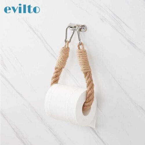 1pcs Cotton Linen Handmade Retro Tissue Holder Vintage Towel Hanging Rope Wall Mount Toilet Paper Holder Bathroom Accessories