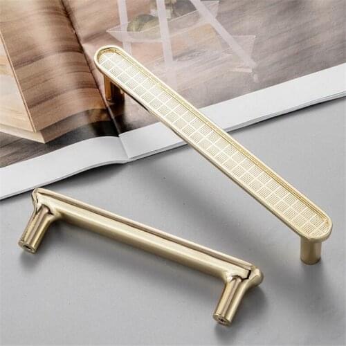 1pcs Golden Zinc Alloy Handle Long Bar Wardrobe Bookcase Cabinet Door Knob Single Hole Drawer Handles