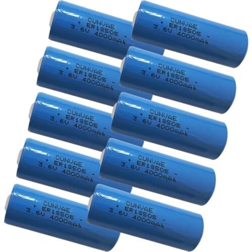 10Packs ER18505 18505 3.6V A size Lithium Battery ER18505 4000Mah Li-SOCl2 PLC controly battery standby power Alarms 18505