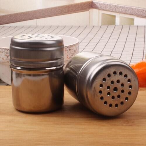 100pcs 5*7cm Stainless Steel Salt Shaker Jar Sugar Pepper Toothpick Storage Bottle BBQ Picnic Seasoning Storage Jars