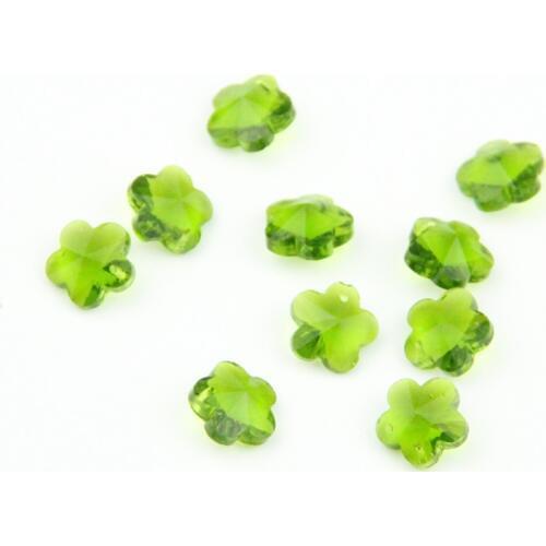 100PCS/Lot 14mm 1 Hole Olive Green Crystal Flower Loose Beads For Diy Glarland Of Wedding Strands & Chandelier Parts On Sale