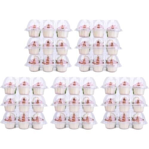 15pcs 6 Holes Cupcake Packaging Box Transparent Mini Cake Storage Muffin Biscuit Pastry Container