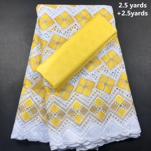 2.5+2.5 Yards Dry Lace And Bazin Riche Fabrics 2020 High Quality Senegal African Wedding Dress Swiss Voile Dry Lace CP010