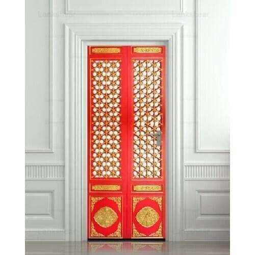 3D Door Sticker Asian Door Pattern Design Waterproof Pvc Mural Decole Film Door Decoration Modular Print Self-Adhesive Poster