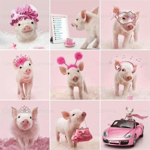 5D Diamond Animal Rhinestones Mosaic DIY Diamond Embroidery Pig Full Drill Square Art Painting Cross Stitch Decor For Home Decor