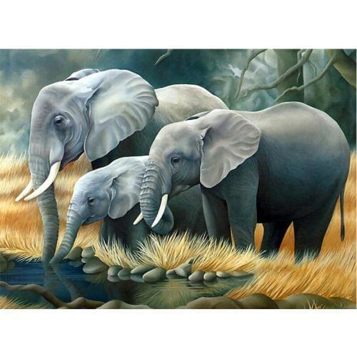 5D DIY Diamond Painting Animal Elephant Resin Crafts Painting Full Drill Round Diamond Embroidery Diamond Mosaic Cross Stitch