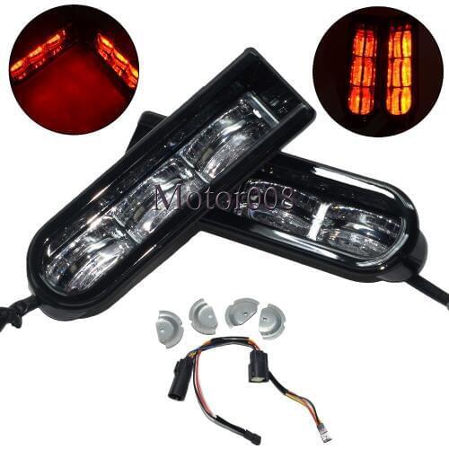 Motorcycle Accessories Black Accent Saddlebag Filler Insert Support LED Lights For Harley 2014 2015 2016 2017 Touring
