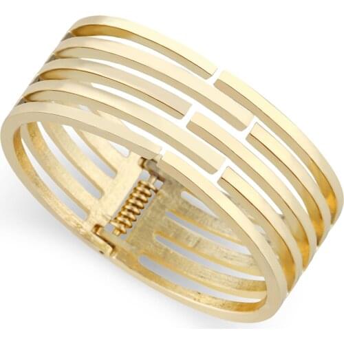 HAHA&TOTO New Arrived Statement Nail Bangle Cuff Bracelet for Women Girls Polished Gold or Silver Plated Love Bangle Bracelets