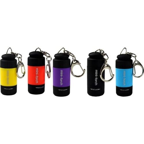 Mini Lightweight Plastic USB Pocket Flashlight Keychains for Party Events
