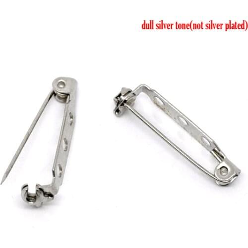 8SEASONS 100 Silver Color Brooch Back Bar Pins Findings 28x5mm (B10675)