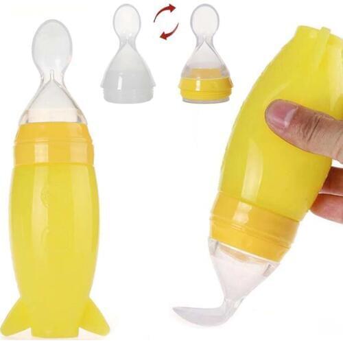 Brand Quality Newborn Baby Squeezing Bottle Spoon Silicone Soft Squeeze Bottle Kids Baby Food Feeding Rice Cereal Feeding Bottle