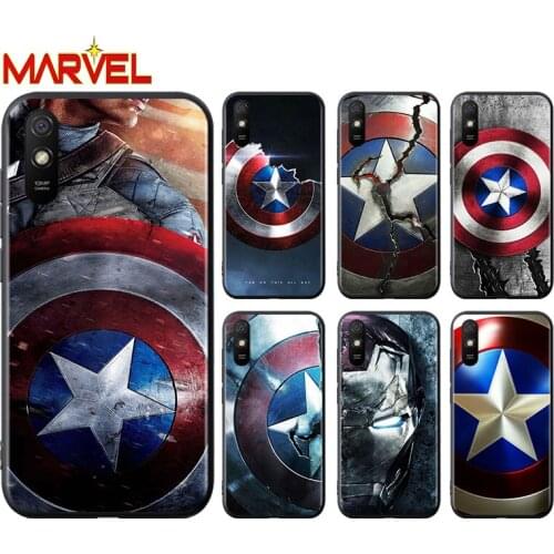 Avengers Shield Marvel for Xiaomi Redmi 10X Pro 9C 9A 9T 9 GO K40 K30 Ultra K20 8 7 S2 6 5 4X Pro Soft Black Phone Case