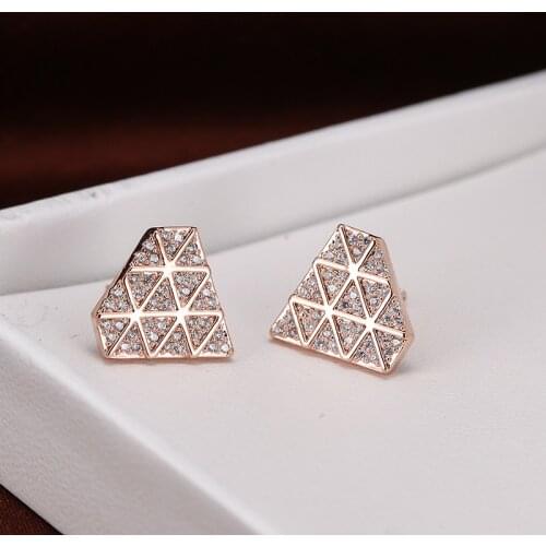 DE223 Fashion Creative Delicacy 4A Zircon Geometry Rhombus Ear Stud GIRLS Gift Party Banquet WOMENS Jewelry Earrings 2021