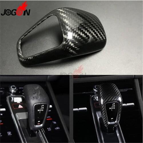 For Porsche Cayenne 2018 2019 2020+ Dry Carbon Fiber Car AT Gear Shift Knob Head Cover Trim Decoration