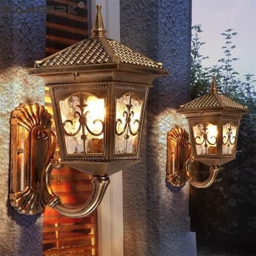 European Outdoor Sconce Wall Lamps Waterproof LED Porch Lights Vintage Wall lamp Garden Balcony Aluminum Lighting Fixtures