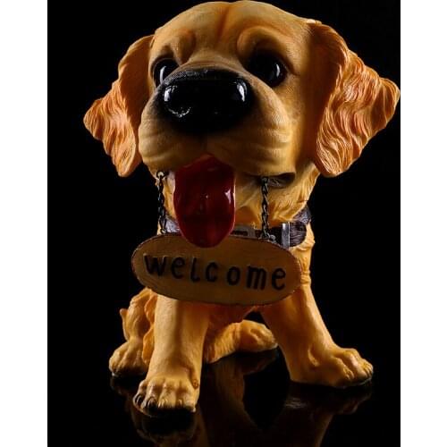 Front door Welcome Dog figure resin statue cartoon dog sculpture model bar shop party home decoration p0789