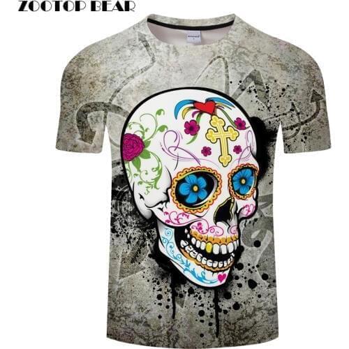 Digital Girly Skull 3D Print t shirt Men Women tshirt Summer Funny Short Sleeve O-neck Tops&Tee Streetwear Drop Ship ZOOTOP BEAR