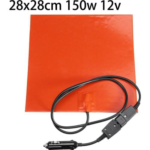 Flexible Heating Pad 12V 150W 100cm Cord 28*28cm​ Device Tool Silicone Rubber Heating Mat Silicone Heater Warming Accessories