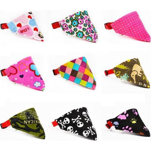 1Pc Cute Lovely Pet Dog Canvas Scarf Collar Adjustable Puppy Triangular Bandage High Quality Pet Cat Tie Collar XS-XL 9 Colors