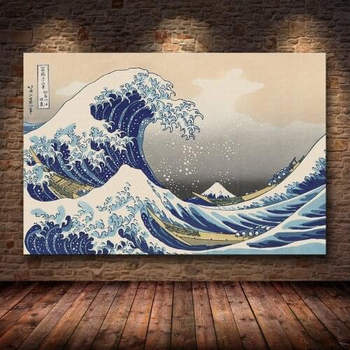 Katsushika Hokusai Great Wave Off Kanagawa Wall Art Canvas Painting Posters Nordic Room Decor Picture Home Decoration