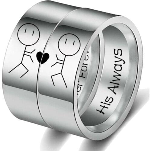 Stainless Steel Ring Silver Color Simple Design Her King Couple Ring