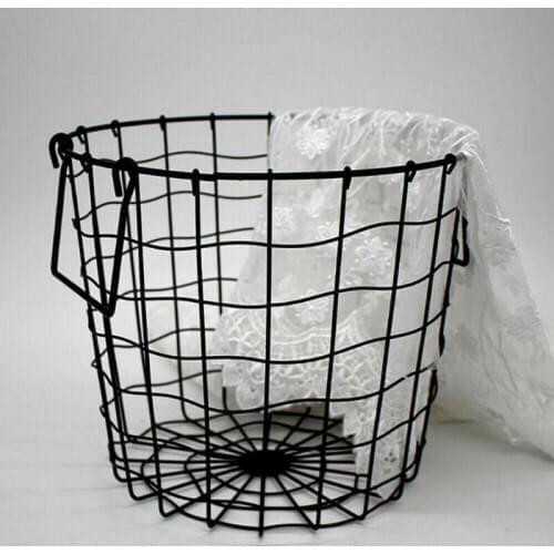 New Iron Net Storage Baskets Practical Art Organizer For Living Room Desktop Kitchen Toys Home Decorative Basket With Handles