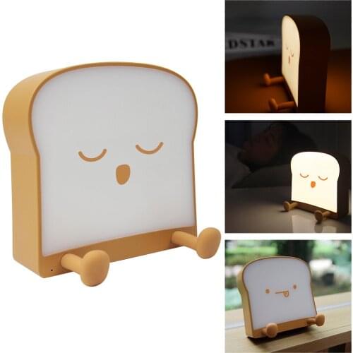 Creativity Phone Holder Stylish USB Creative Cute Cartoon Lamp Bedside Bedroom Light Atmosphere Lamp LED Lamp Toast Night Ligh