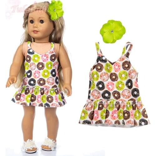 Green Doughnut Swimsuit Suit Wear Fit 18 Inch American Doll Accessory Girl Toy 43 cm Baby New Born Doll Clothes Accessories
