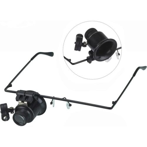 Headband 20X Magnifier Loupe Head Magnifying Glass Lens Jewelry Watch Repair Watchmaker Magnifier With 1 LED Light