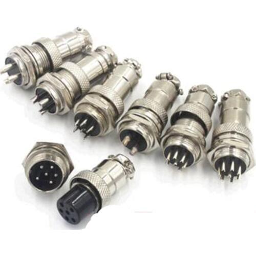 M16 16mm 2/3/4/5/6/7/8Pins Screw Type Electrical Aviation Plug Socket Connector 400V Metal Audio Cable Connector