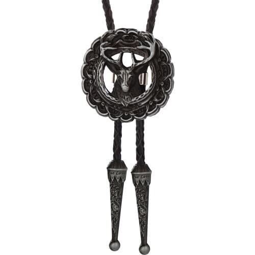 Bolo tie Fashion New Antique Silver 3D Deer Elk Antler Stag Buck Head Leaf Hunt Western bolo tie
