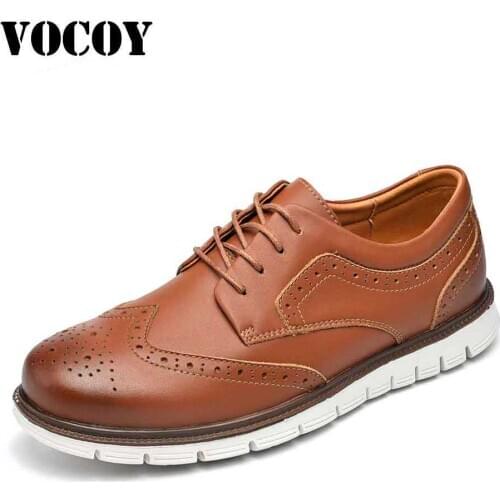 Mens Hybrid Brogue Oxford Leather Lace-Up Wingtip Dress Work Lightweight Sneaker Walk Casual Business Soft Breathable Shoes