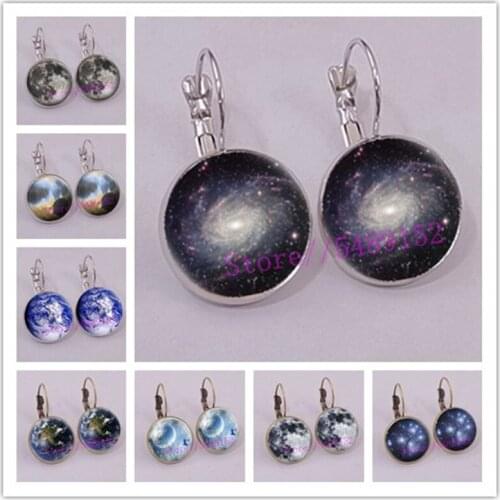 New Style Galaxy NebulaEarrings Space Earth Glass Cabochon EarringsJewelry for Women Best Friend Gift