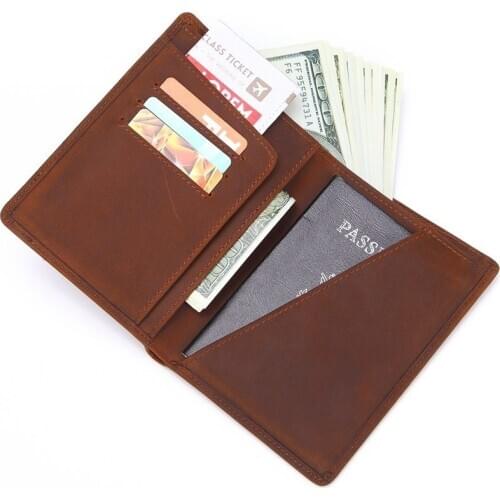 2019 Men Genuine Leather Passport Cover Business Wallet male Fashion Design Passport Holder Light Thin Licence ID Card Holder